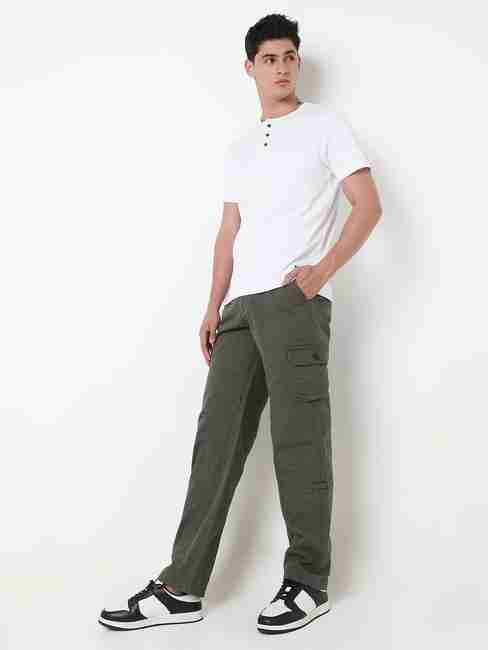 GAS | Slim Straight Fit Solid Cotton Trousers