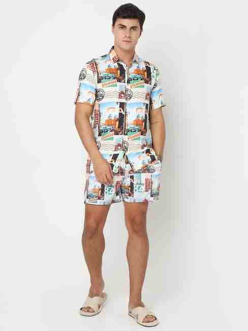 GAS | Straight Fit All Over Printed Polyester Shorts