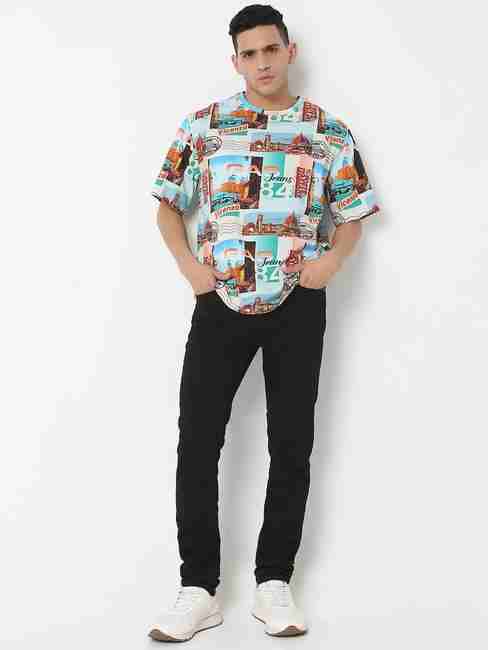 GAS | Boxy Fit All Over Printed Round Neck T-Shirt with Short Sleeve