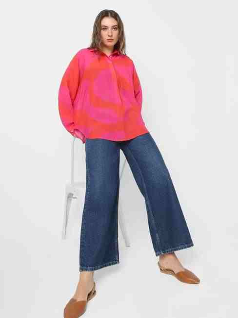 GAS | Oversized Printed Classic Collar Top