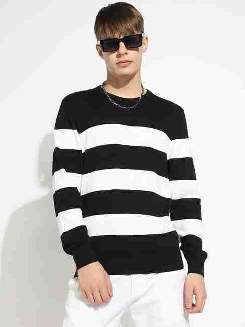 GAS | Striped Crew Neck Sweater with Ribbed Cuff
