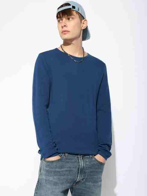 GAS | Textured Knitted Full Sleeve Round Neck Sweater