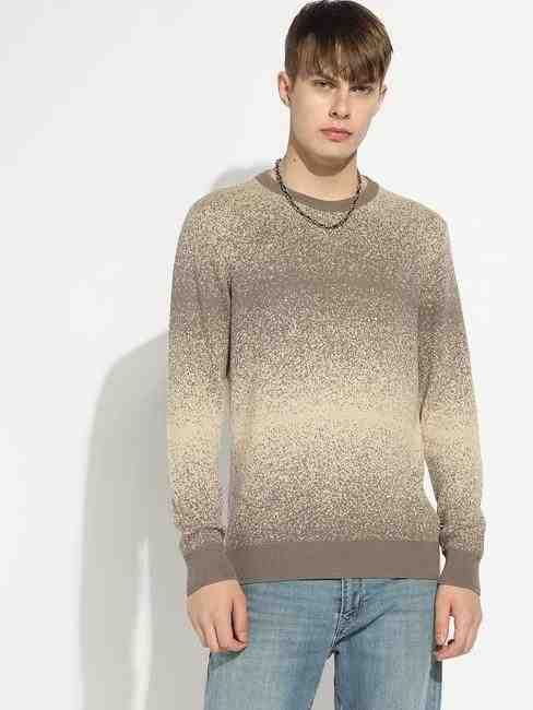 GAS | Knitted Crew Neck Sweater with Ribbed Cuff