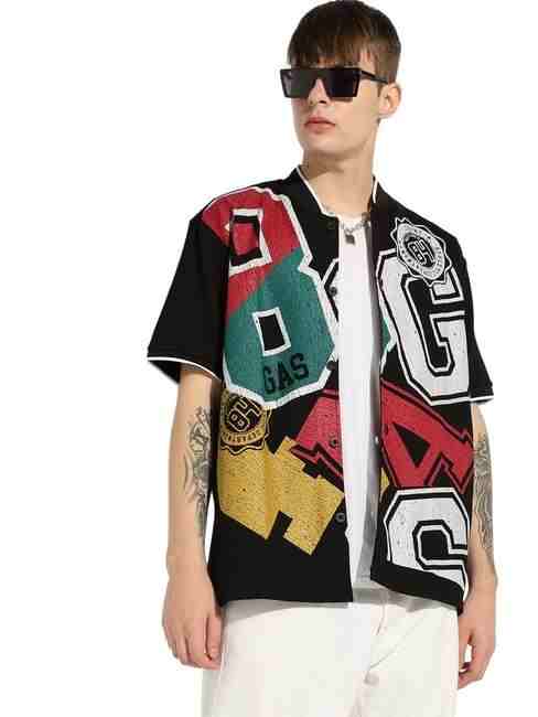 GAS | Short Sleeve Boxy Fit Baseball Shirt with Stylised Collar