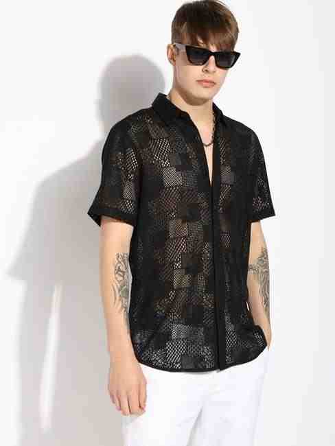 GAS | Regular Fit Classic Collar Lace Shirt