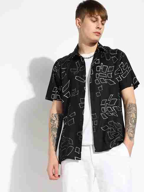 GAS | Regular Fit Monochrome Abstract Printed Shirt