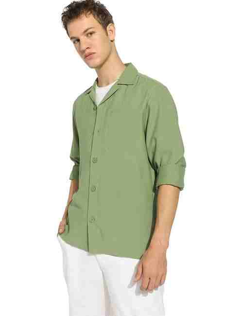 GAS | Regular Fit Single Pocket Solid Shirt with Resort Collar