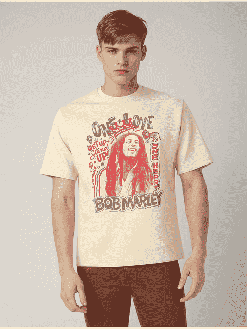 GAS | Bob Marley Graphic Print Boxy Fit Round Neck T-shirt