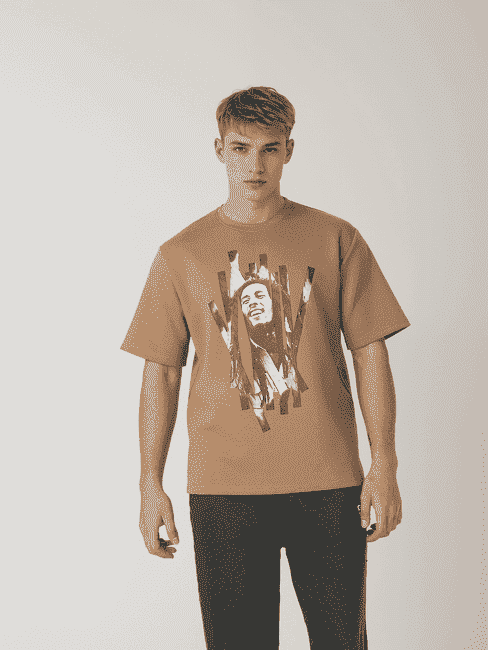 GAS | Bob Marley Retro Graphic Print Boxy Fit Round Neck T-shirt