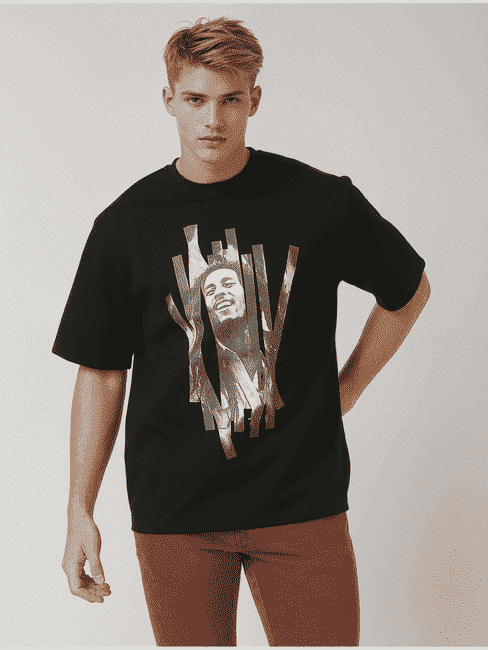 GAS | Bob Marley Retro Graphic Print Boxy Fit Round Neck T-shirt