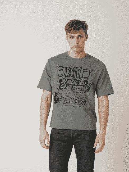 GAS | Bob Marley Retro Graphic Print Boxy Fit Round Neck T-shirt