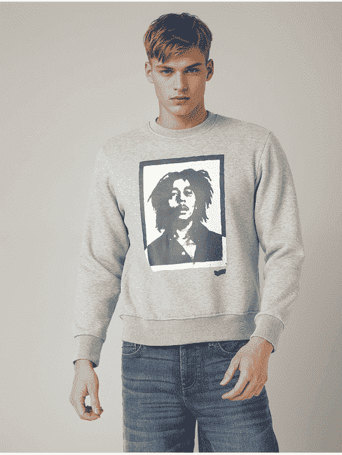 GAS | Bob Marley Graphic Print Round Neck Regular Fit Sweatshirt