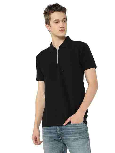 GAS | Solid Zip Structured Polo T-Shirt