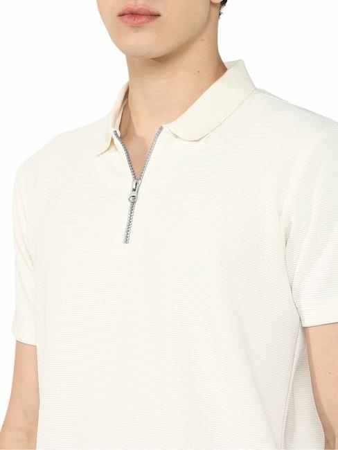 Solid Zip Structured Polo T-Shirt