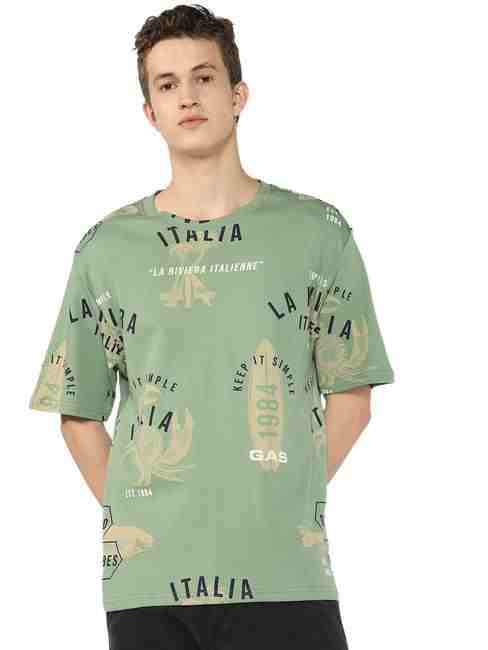 GAS | Coastal All Over Printed Boxy Fit Round Neck Tee