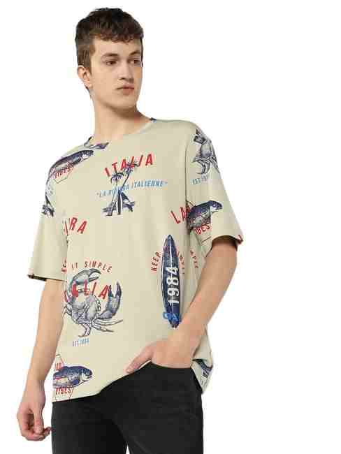 GAS | Coastal All Over Printed Boxy Fit Round Neck Tee