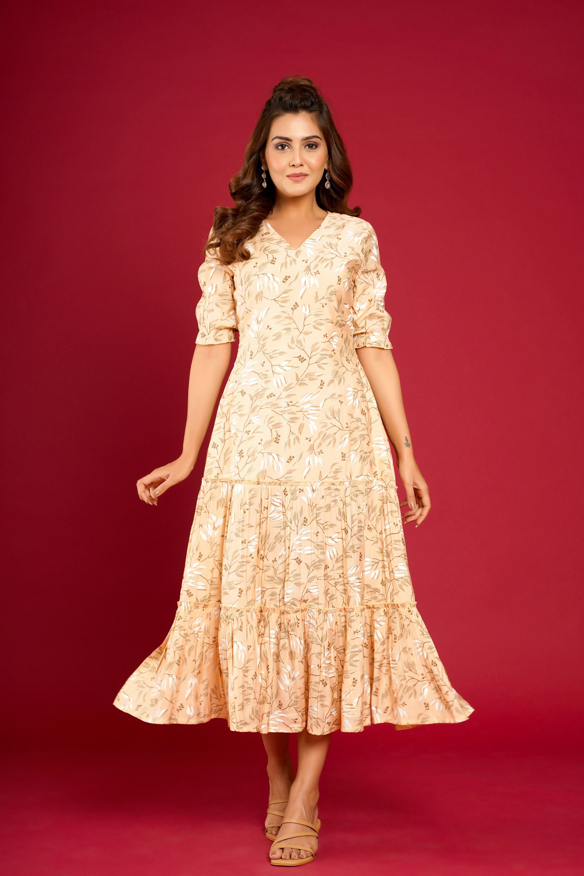 PEACH FLOWER DRESS