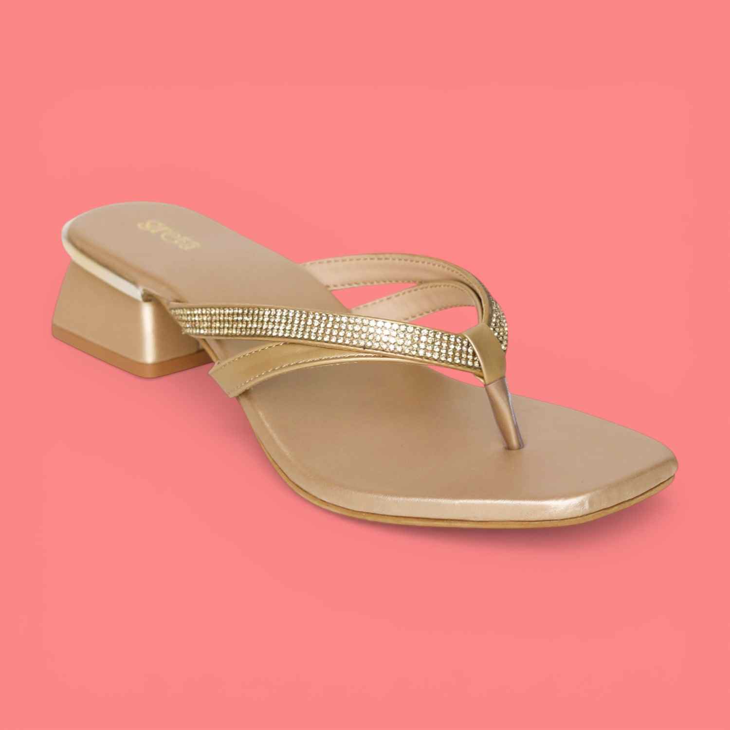 Women’s Elegant Gold Metallic V-Strap Sandals