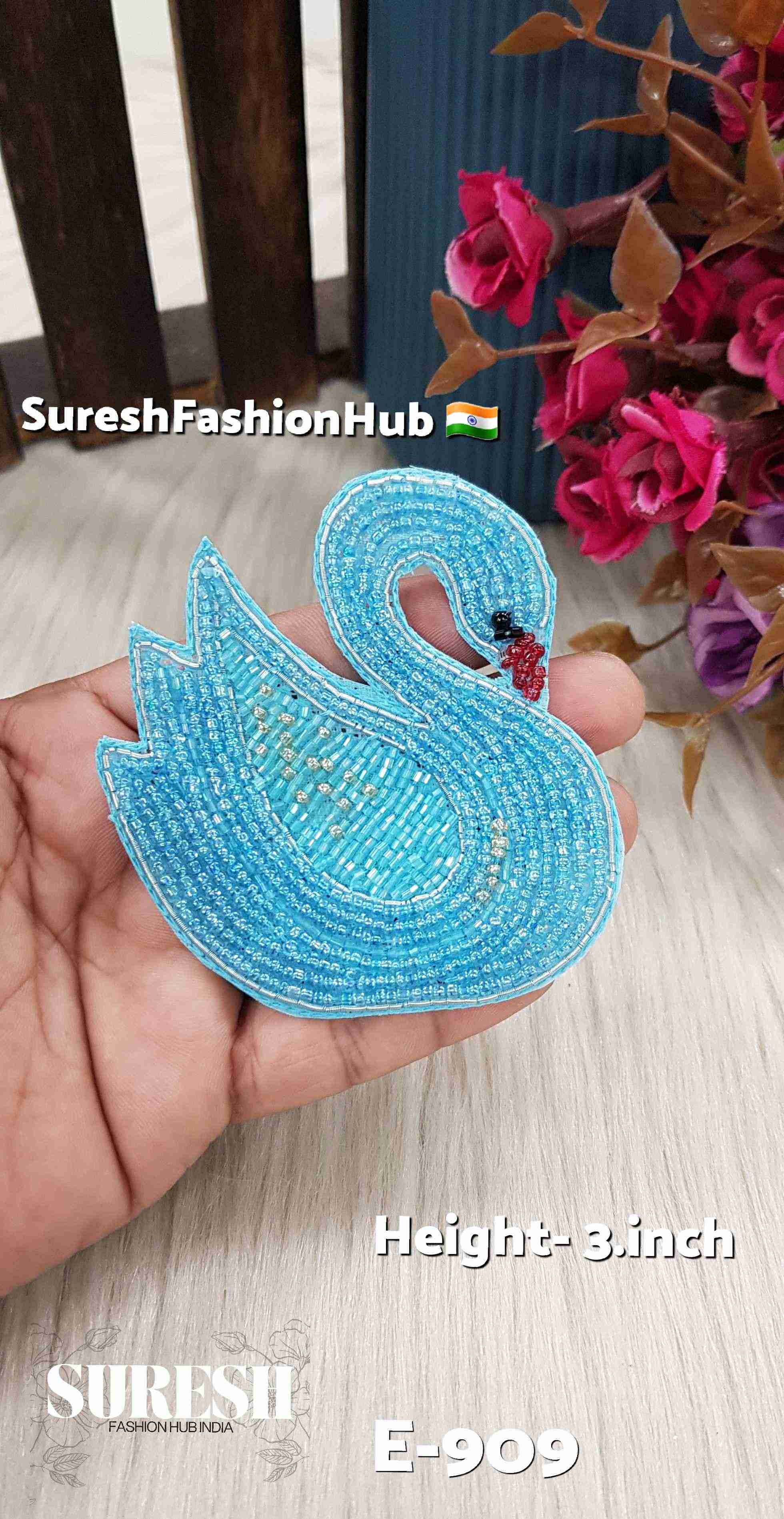 Aqua Blue Right Facing Swan Patch – E-909
