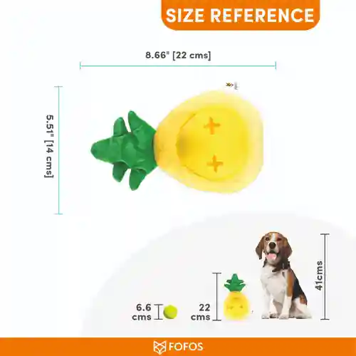 Barkbutler Fofos Cute Treat Toy for Dogs, Pineapple