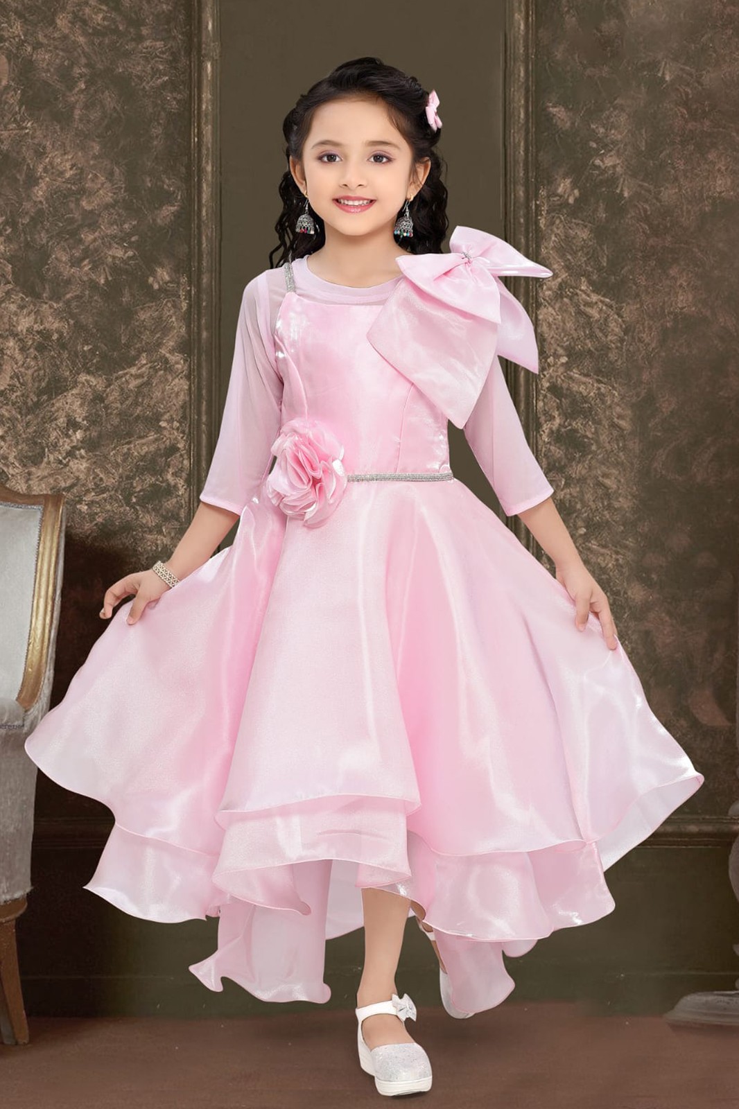 Albion Kids Girls Ethinic Pink Gown