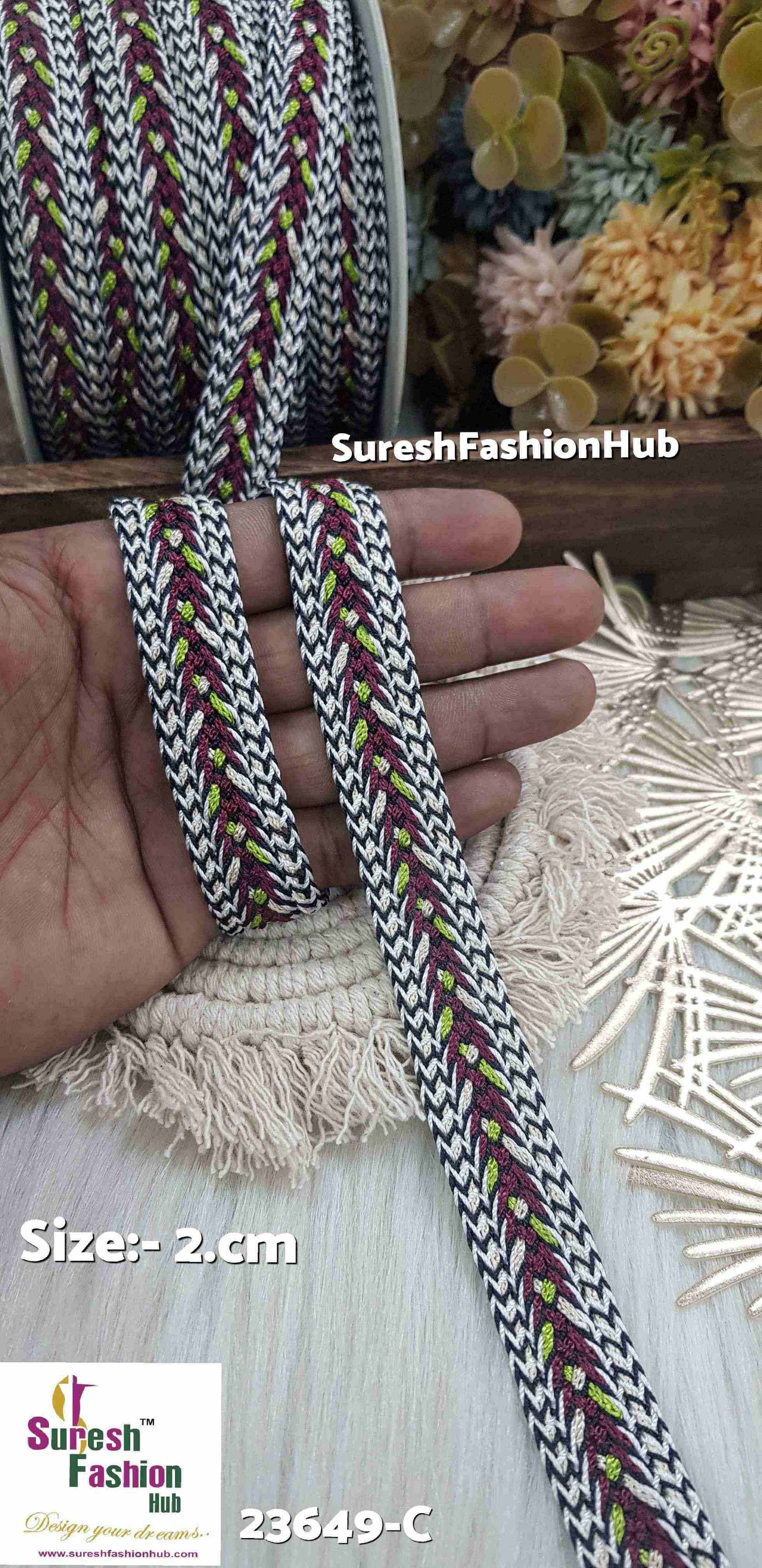 Vibrant Chevron Pattern Braided Trim(Mhendi)