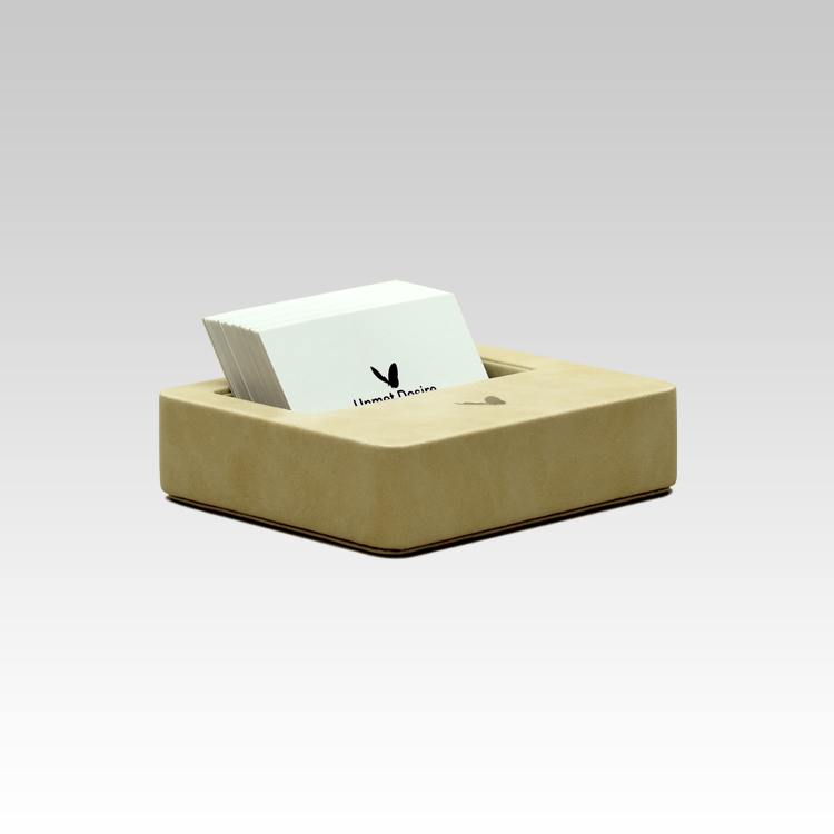 Visiting Card Holder for Desk | Faux Leather | Square | Moderno | Cream