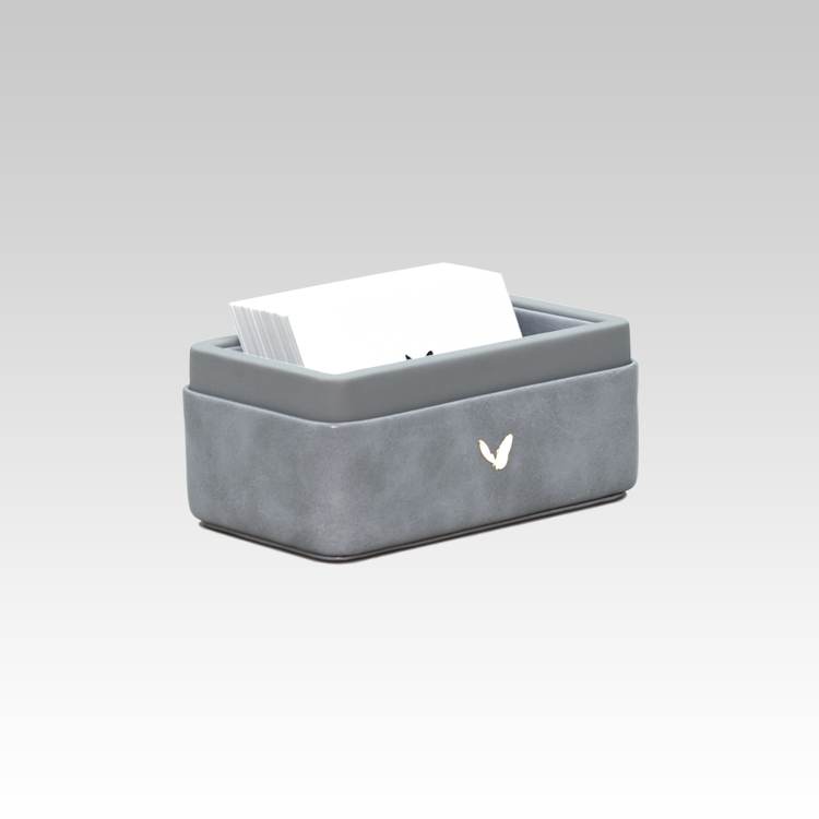 Visiting Card Holder for Desk | Faux Leather | Rectangular | Moderno | Grey