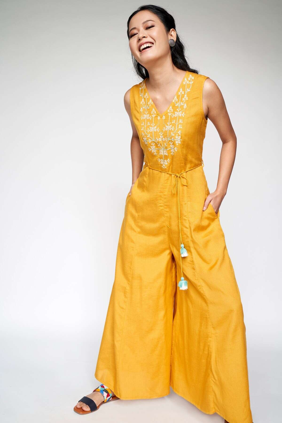 Mustard Tan Sarong Jumpsuit