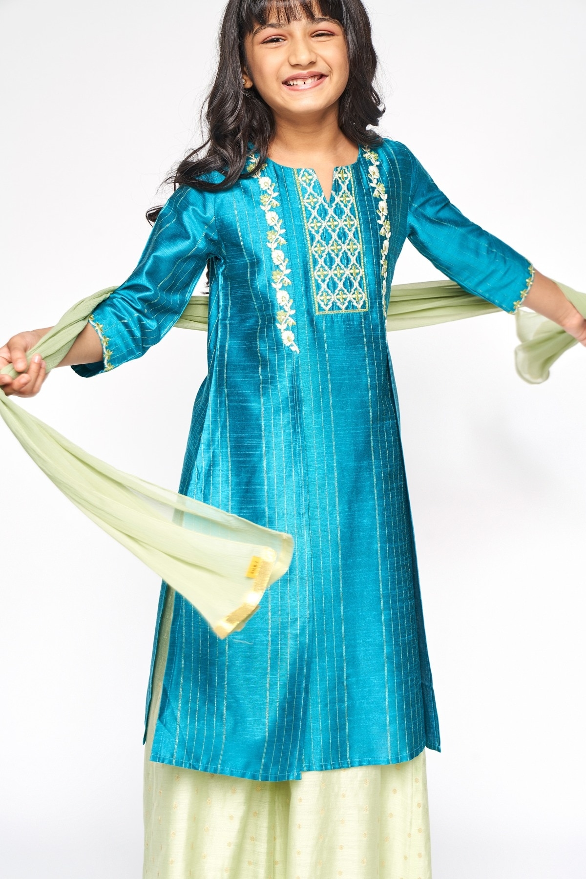 Global Desi | Peacock Embroidered Straight Suit 0