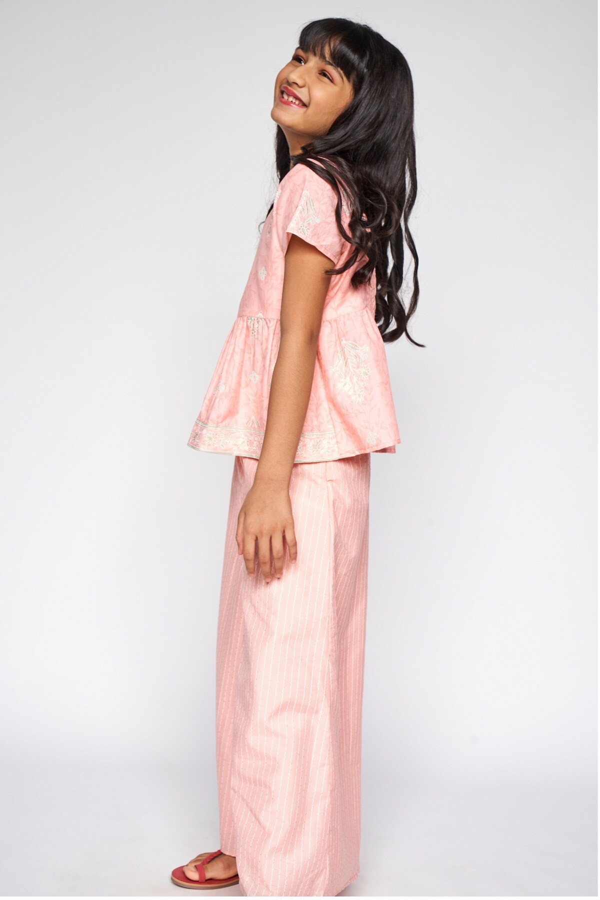 Global Desi | Pink Floral Peplum Suit 3