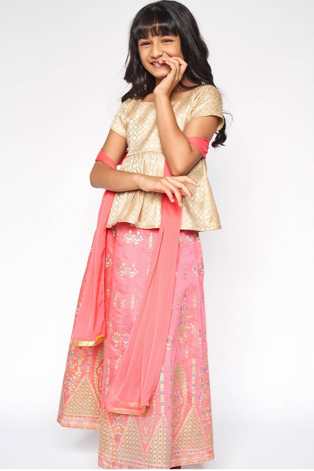Global Desi | Pink Embroidered Straight Suit 2