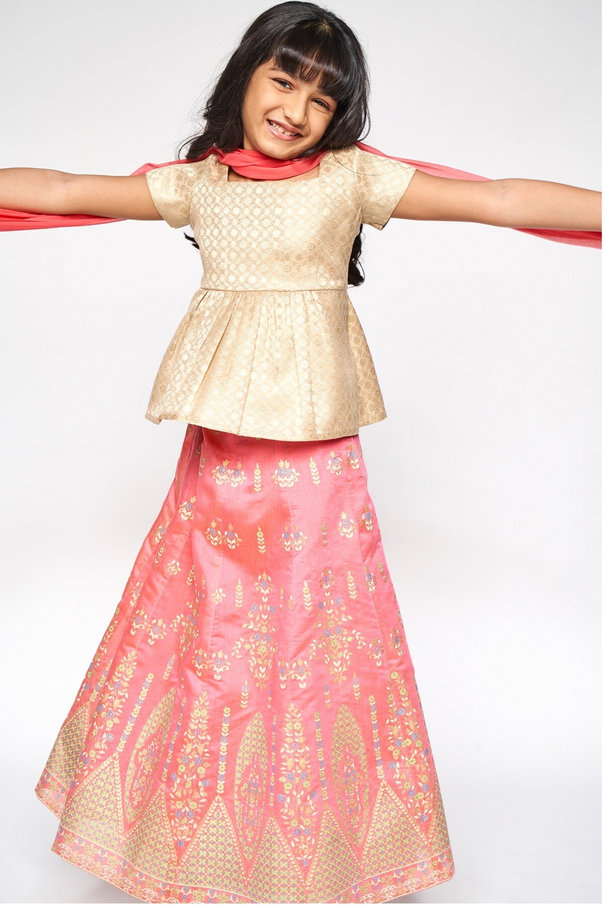 Global Desi | Pink Embroidered Straight Suit 3