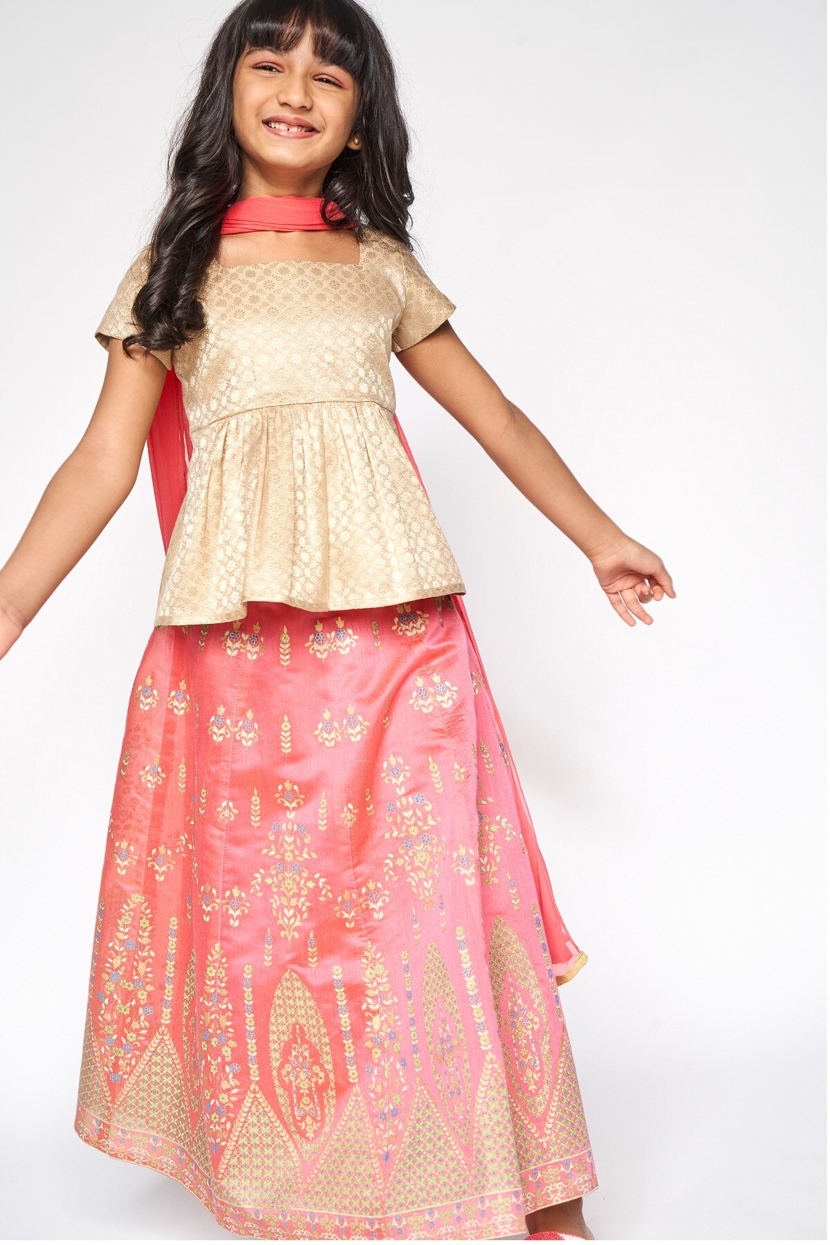 Global Desi | Pink Embroidered Straight Suit 4