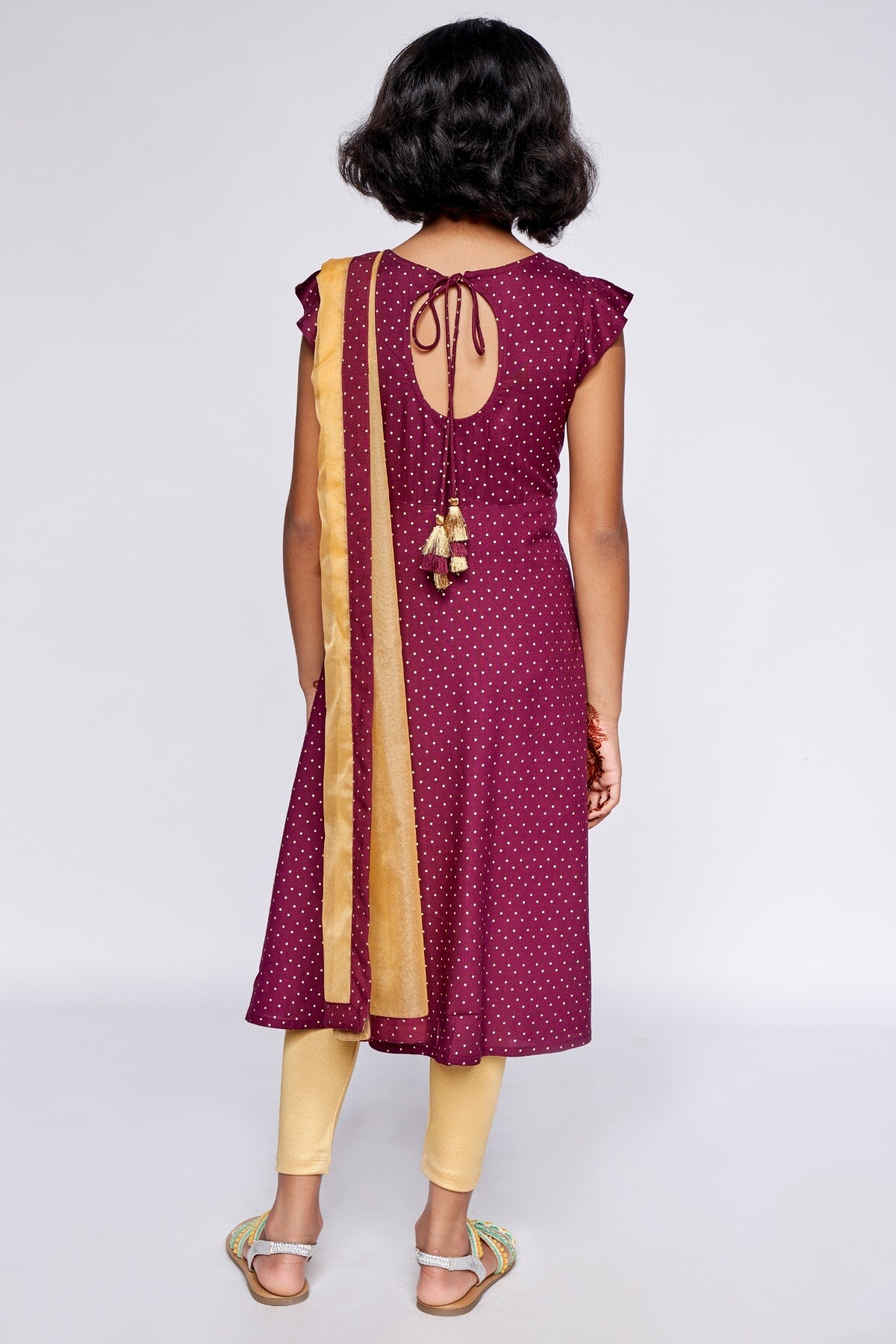Global Desi | Maroon Embellished Fit and Flare Suit 3