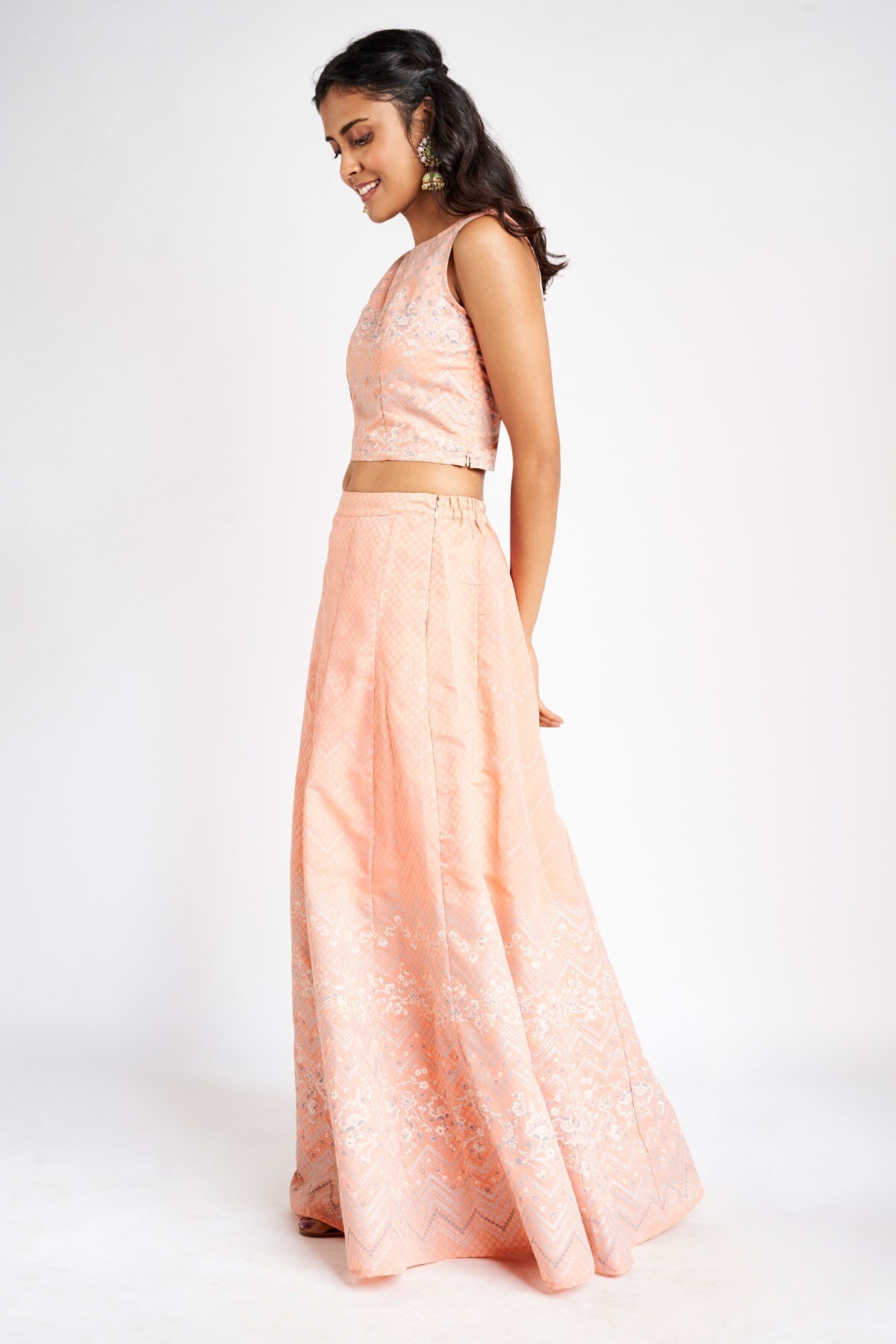 Global Desi | Peach Fit and Flare Maxi Two Piece Set 2