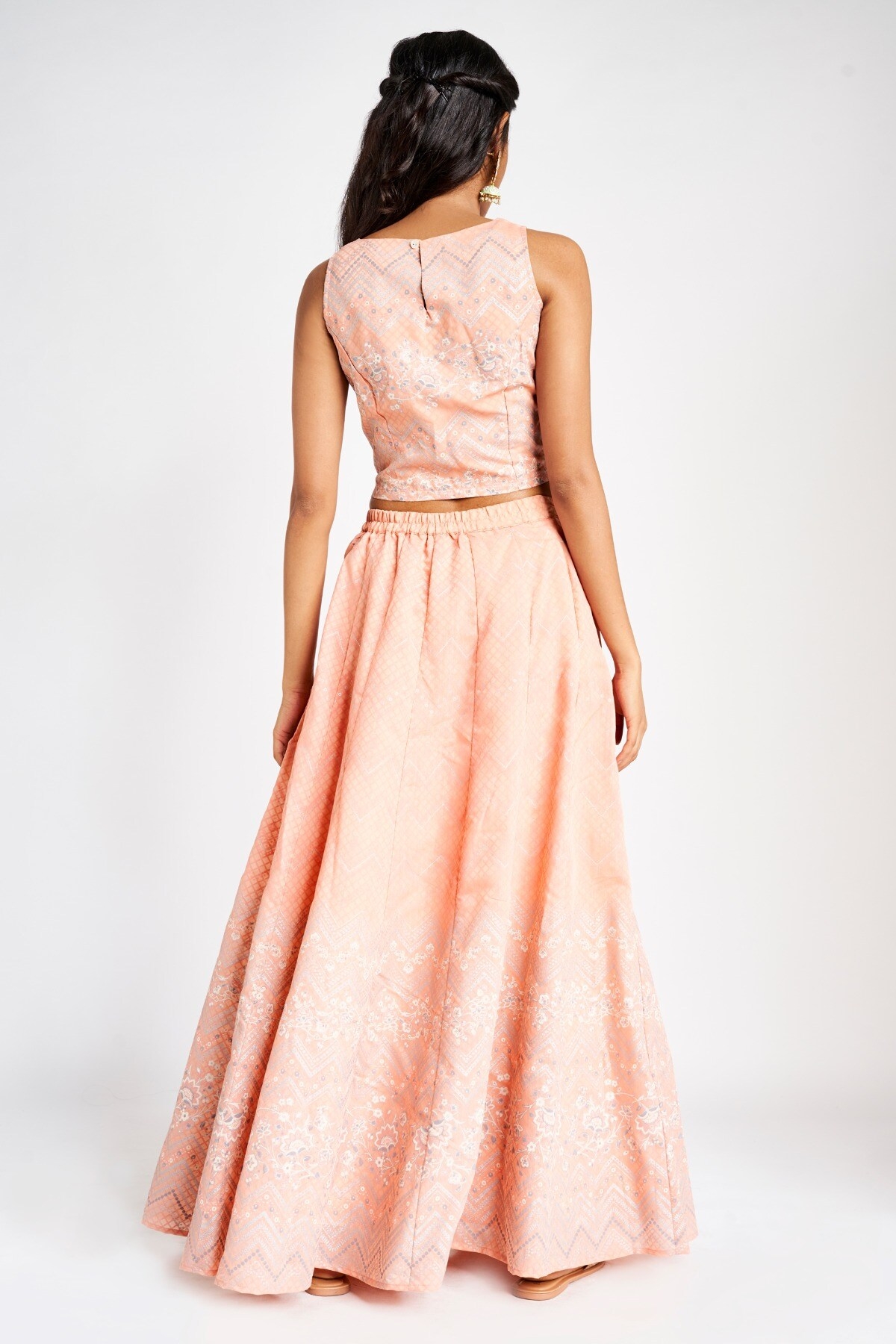 Global Desi | Peach Fit and Flare Maxi Two Piece Set 4
