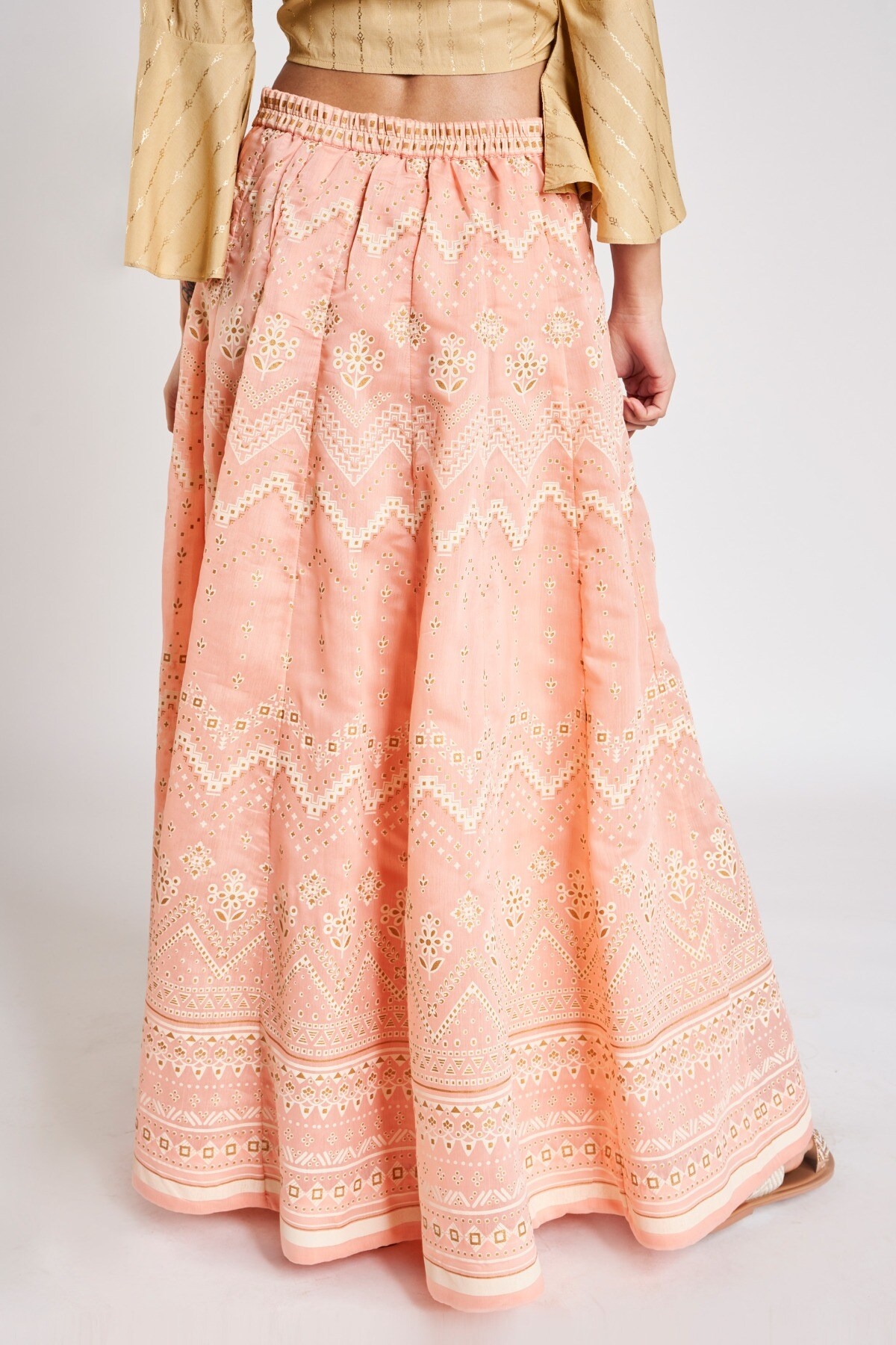 Global Desi | Pink Geometric Printed Skirt 1