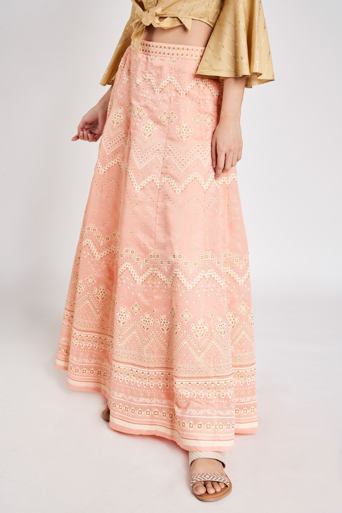 Global Desi | Pink Geometric Printed Skirt 3
