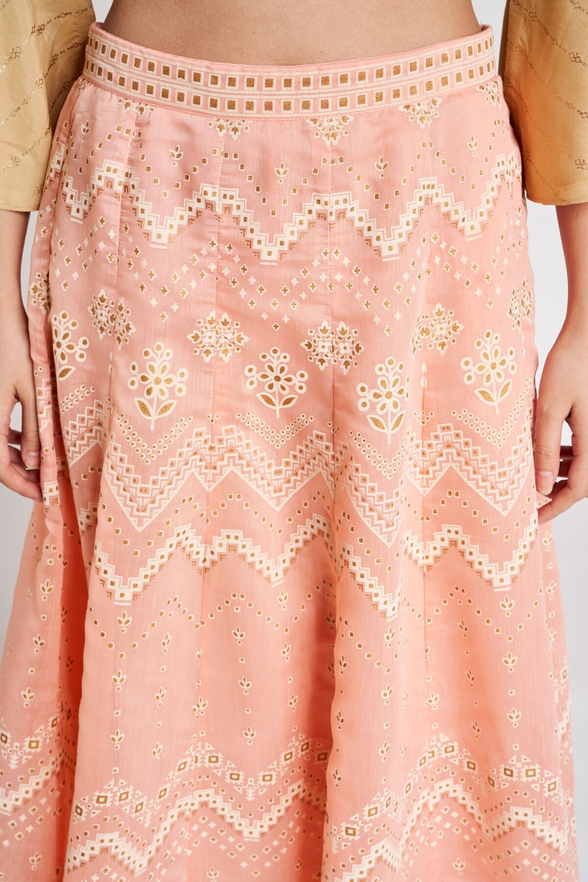 Global Desi | Pink Geometric Printed Skirt 4