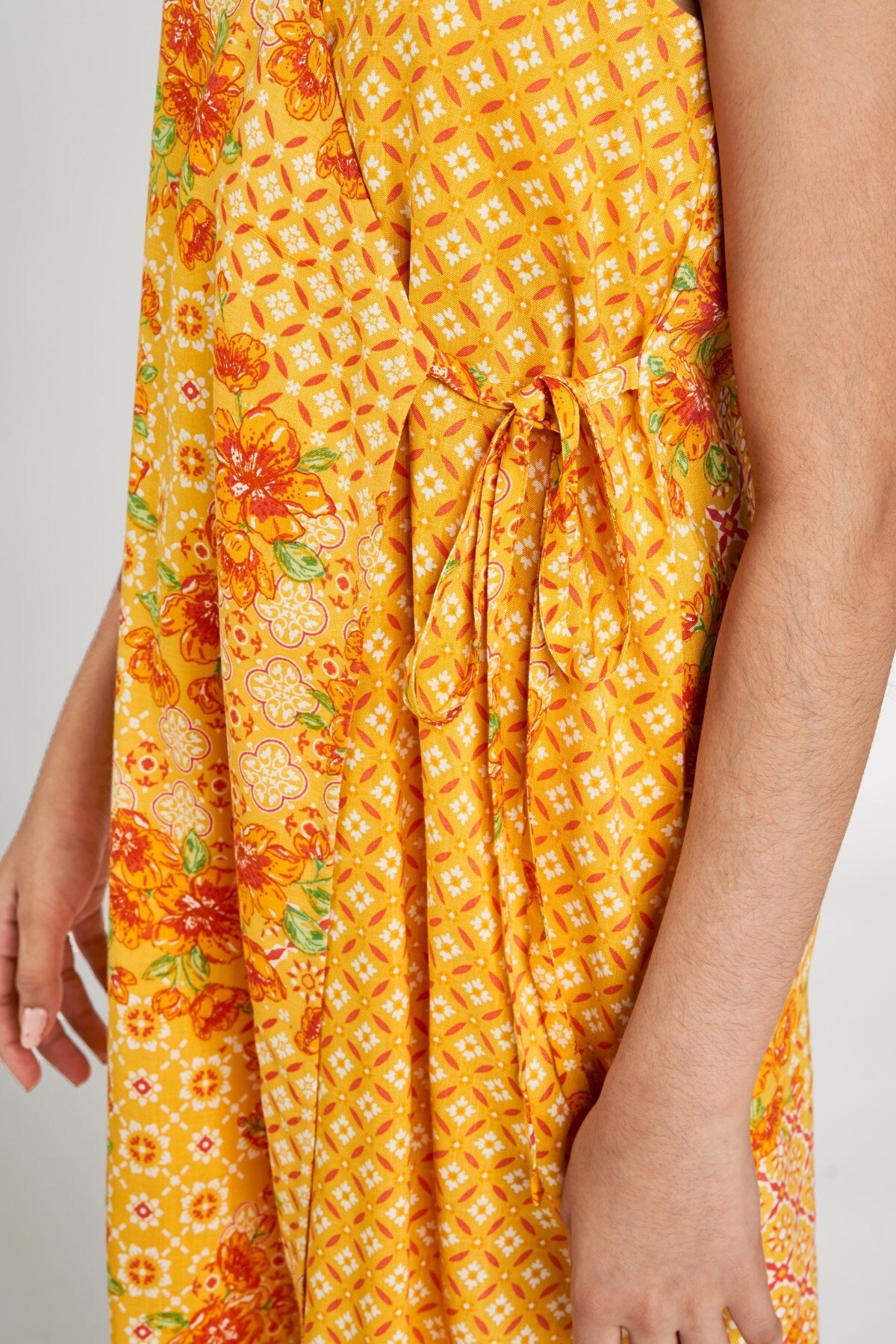 Global Desi | Orange Floral Printed A-Line Dress 4