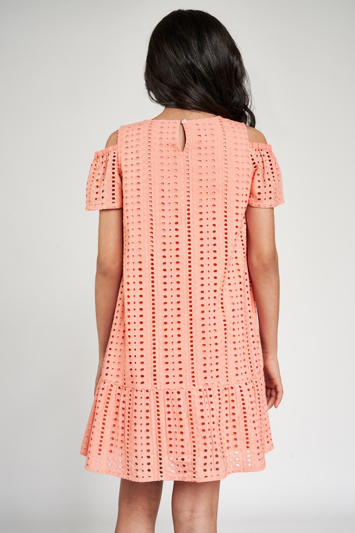 Global Desi | Peach Solid A-Line Dress 5