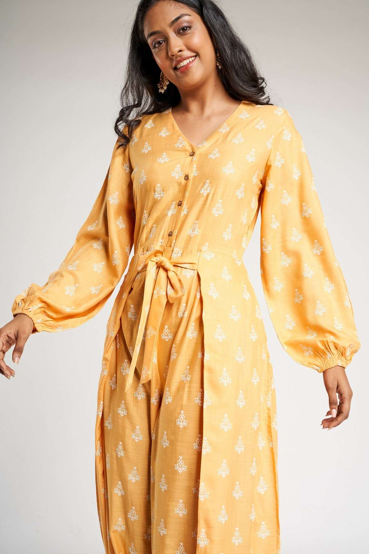 Global desi yellow jumpsuit top