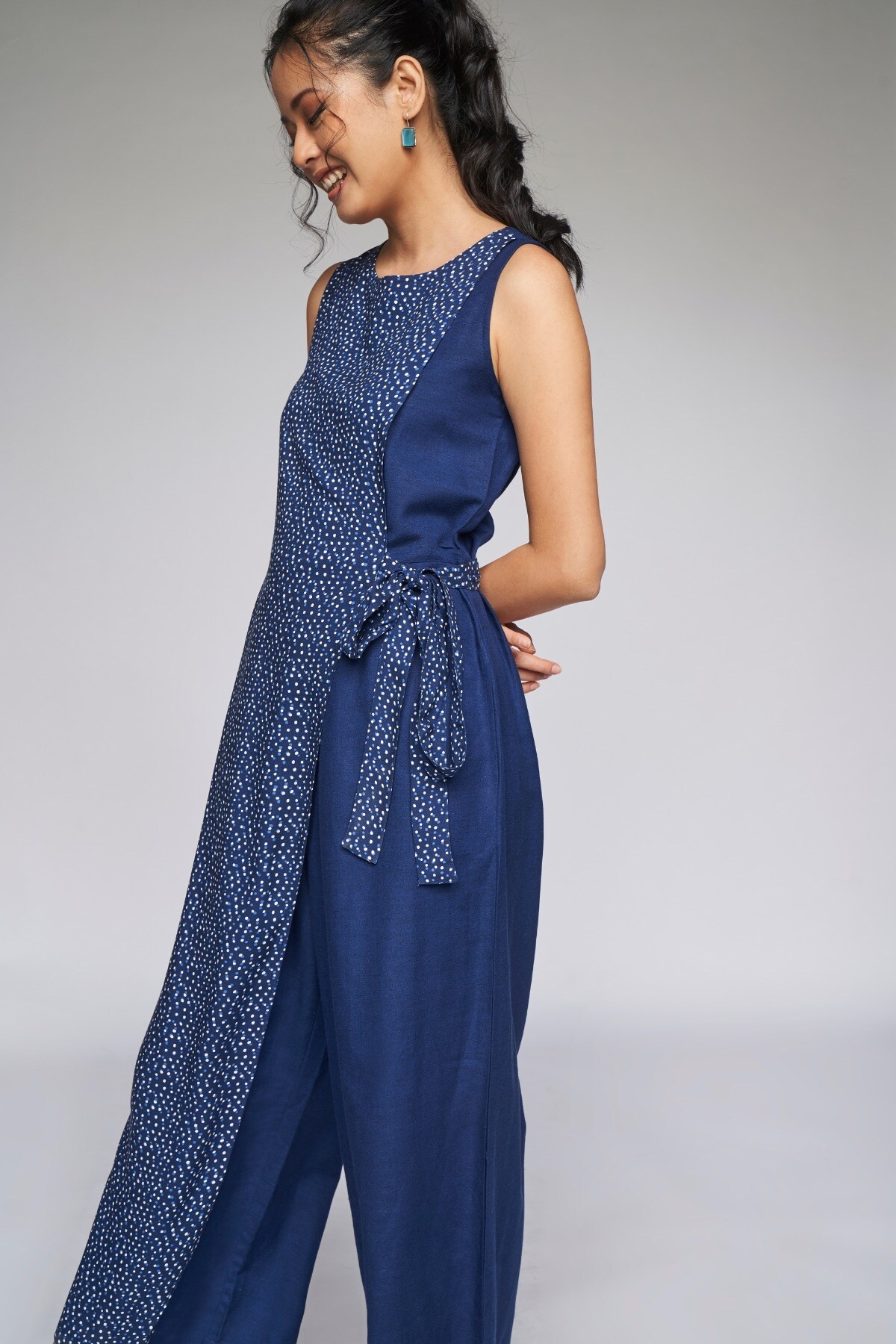 Women's Blue Bandhani Print Jumpsuit - Aks – Trendia
