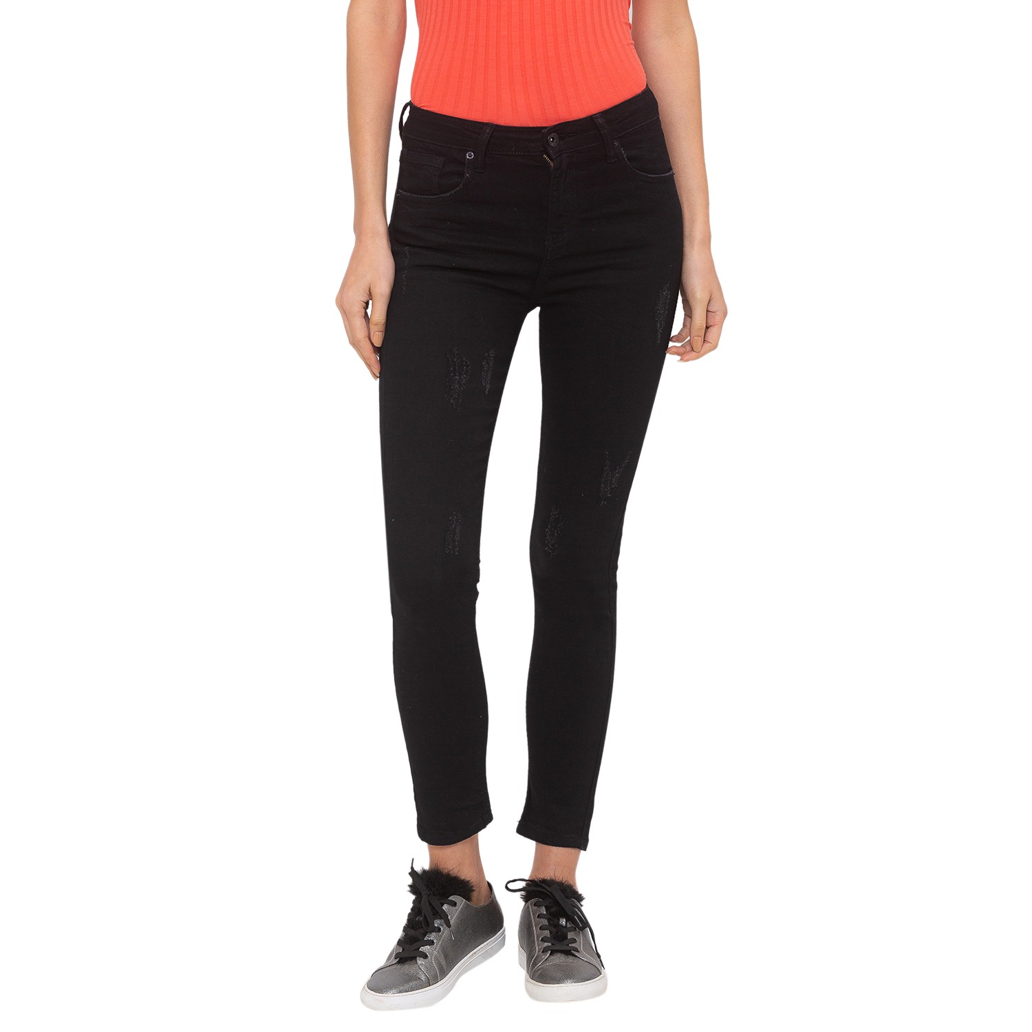 Women s Black Denim Solid Slim Jeans