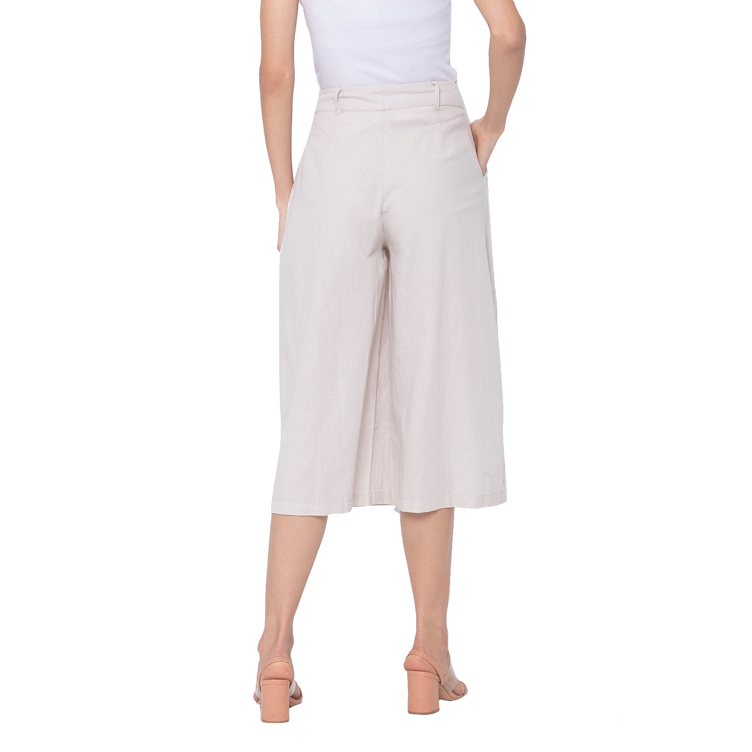 globus | Women's White Cotton Solid Culottes 2