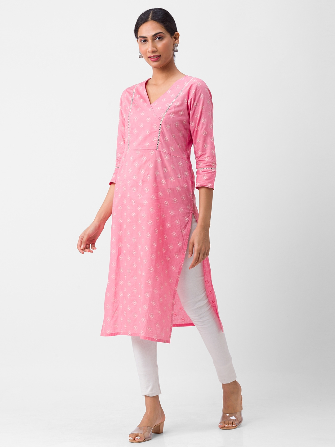 globus | Women's Pink Cotton Printed Kurtas 3