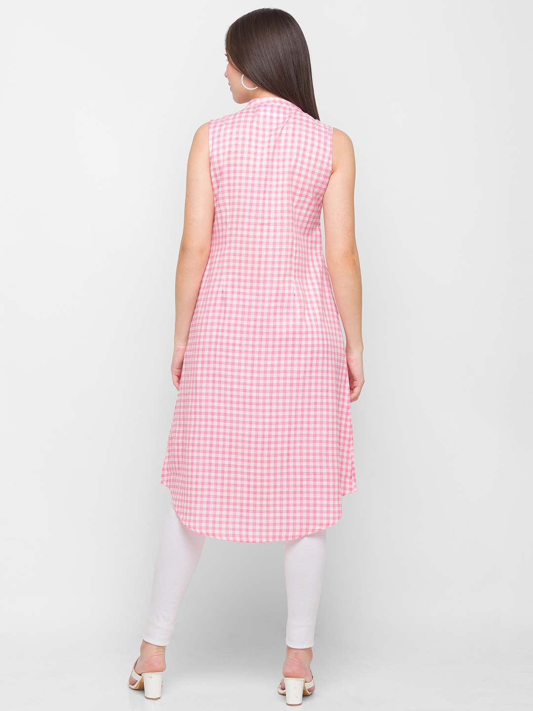 globus | Women's Pink Polyester Solid Kurtas 2
