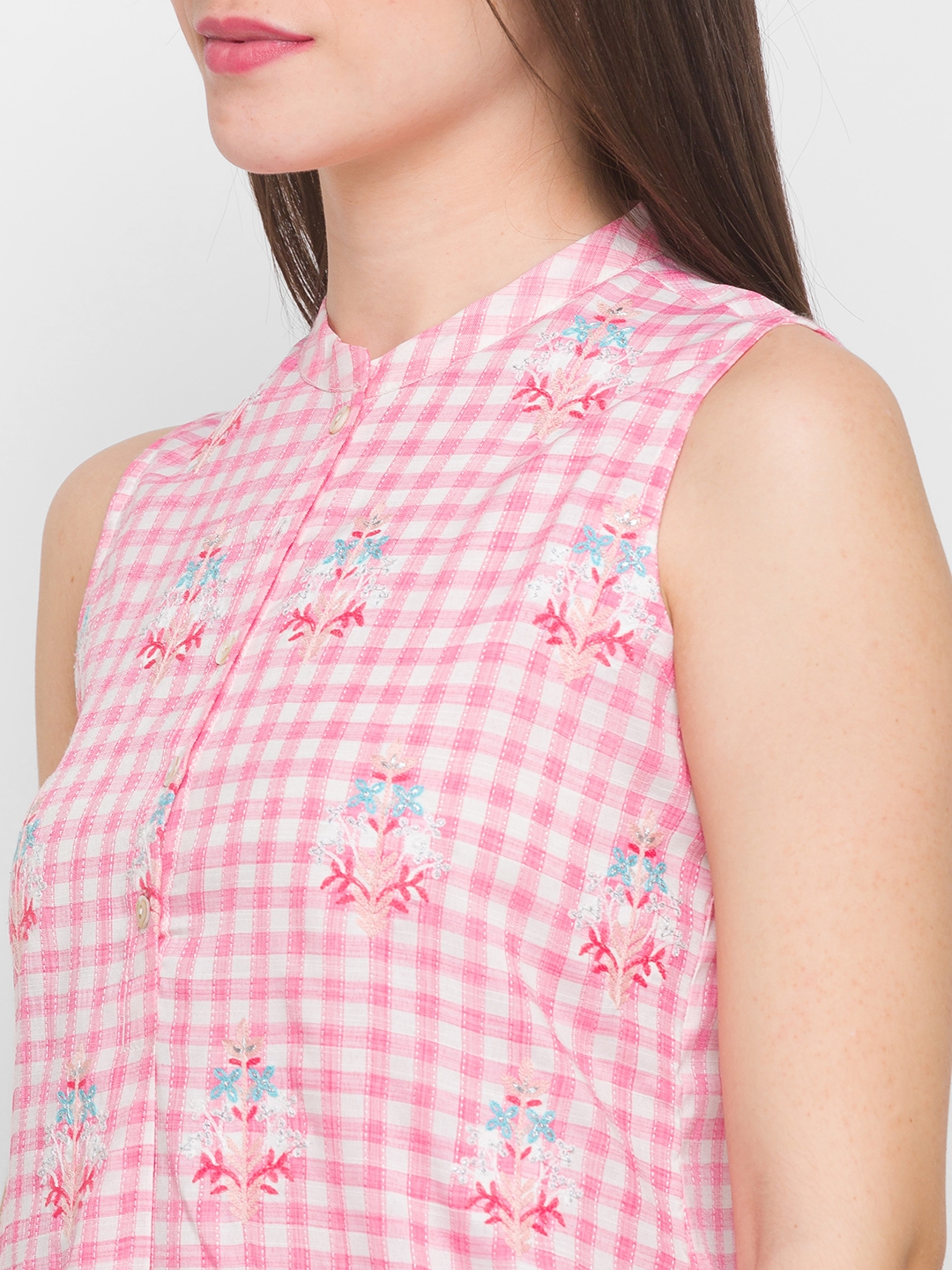 globus | Women's Pink Polyester Solid Kurtas 4