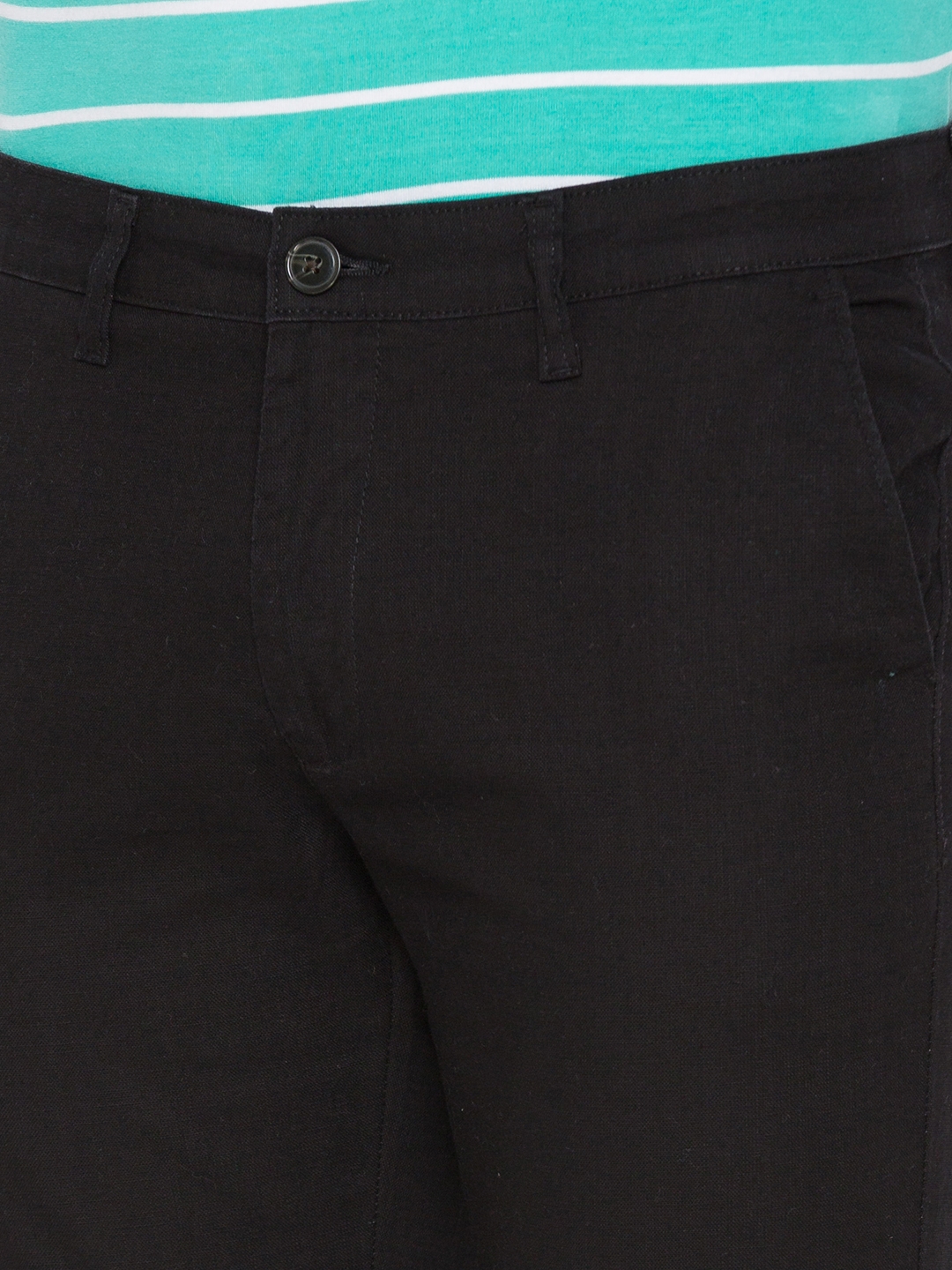globus | Men's Black Cotton Solid Trousers 3